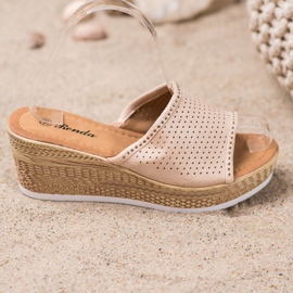 Renda Openwork Wedge Slippers beige 2