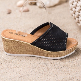 Renda Openwork Wedge Slippers black 2