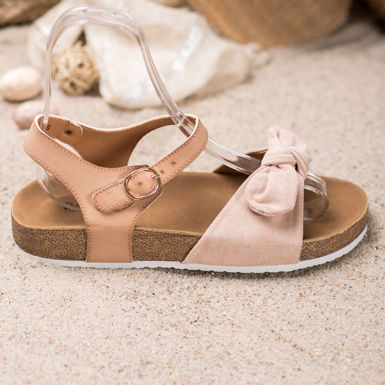 SHELOVET Suede Sandals With A Bow brown 2