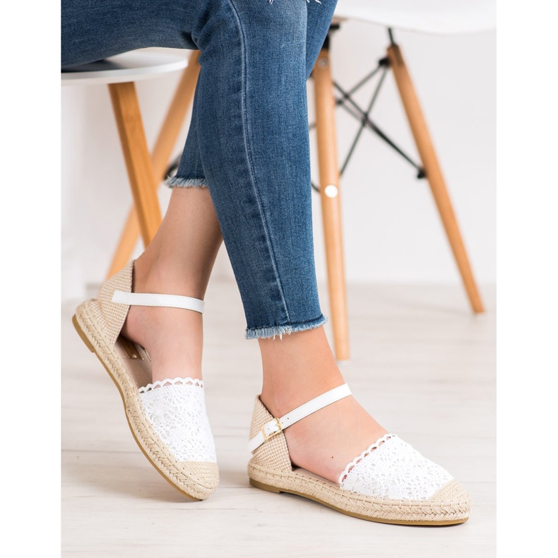 SHELOVET White Espadrilles With Lace 2