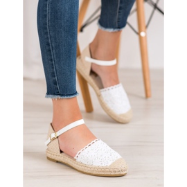 SHELOVET White Espadrilles With Lace 1