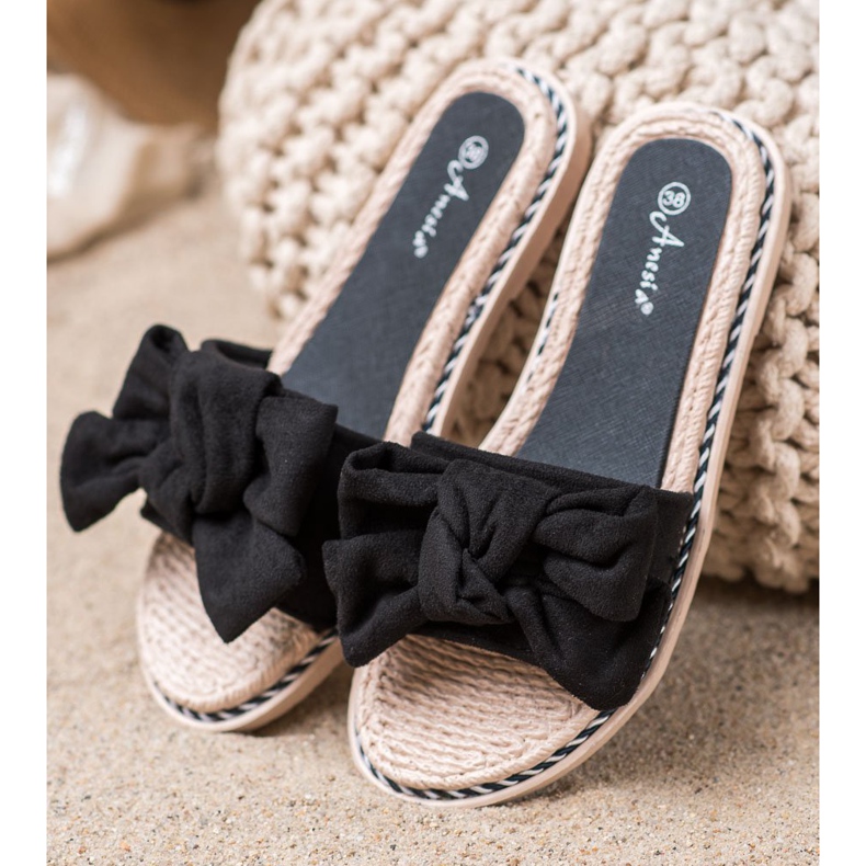 Anesia Paris Stylish Suede Slippers black 2 Anesia Paris Stylish Suede Slippers black 2