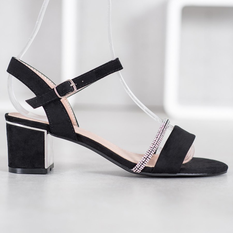 Anesia Paris Sandals On A Bar With Cubic Zirconia black 2