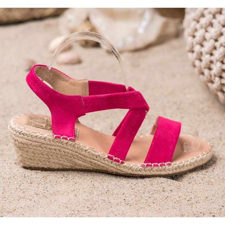 Renda Suede Espadrilles Sandals pink 2
