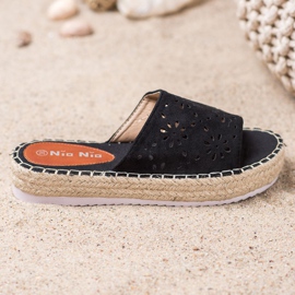 Nio Nio Slippers On A Straw Platform black 1