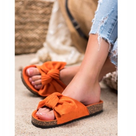 Renda Comfortable Slippers With A Bow orange 1