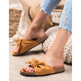 Renda Comfortable Slippers With A Bow brown 2