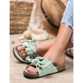 Renda Comfortable Slippers With A Bow green 1