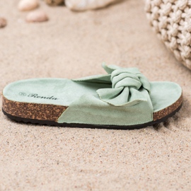 Renda Comfortable Slippers With A Bow green 2