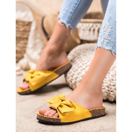 Renda Comfortable Slippers With A Bow yellow 1