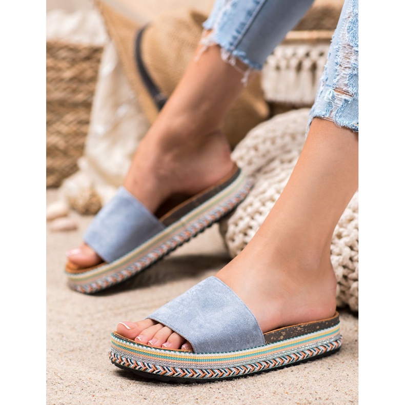 Renda Slippers On The Platform blue 1