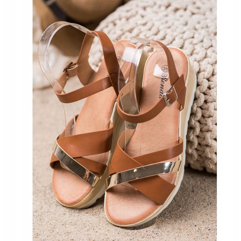 Renda Wedge Sandals brown 1