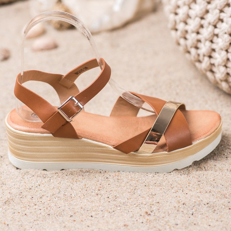 Renda Wedge Sandals brown 2