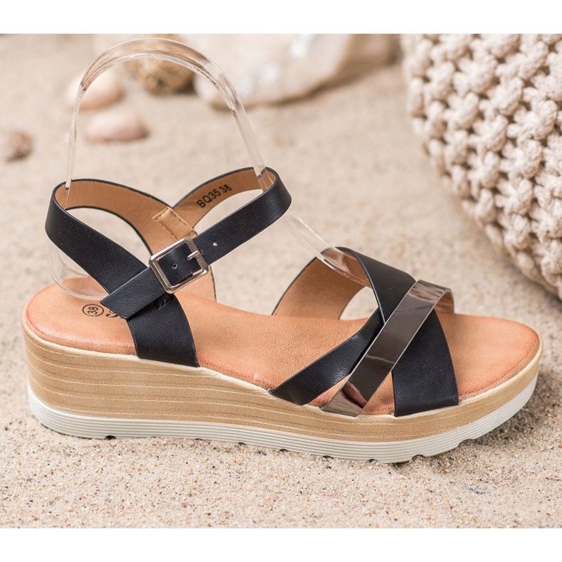 Renda Wedge Sandals black 1