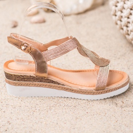 Diamantique Textile Wedge Sandals golden 2