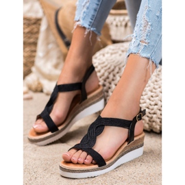 Diamantique Textile Wedge Sandals black 1