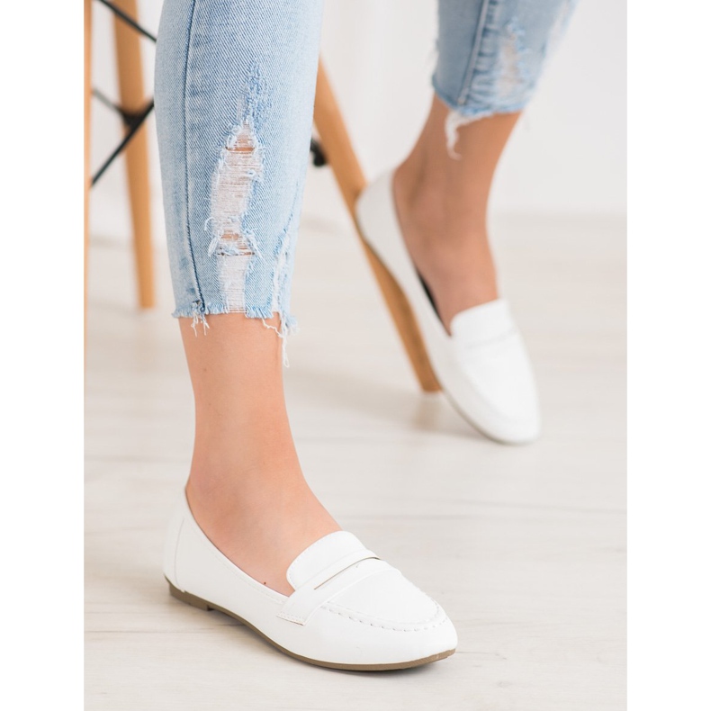 Diamantique White Loafers With Eco Leather 2
