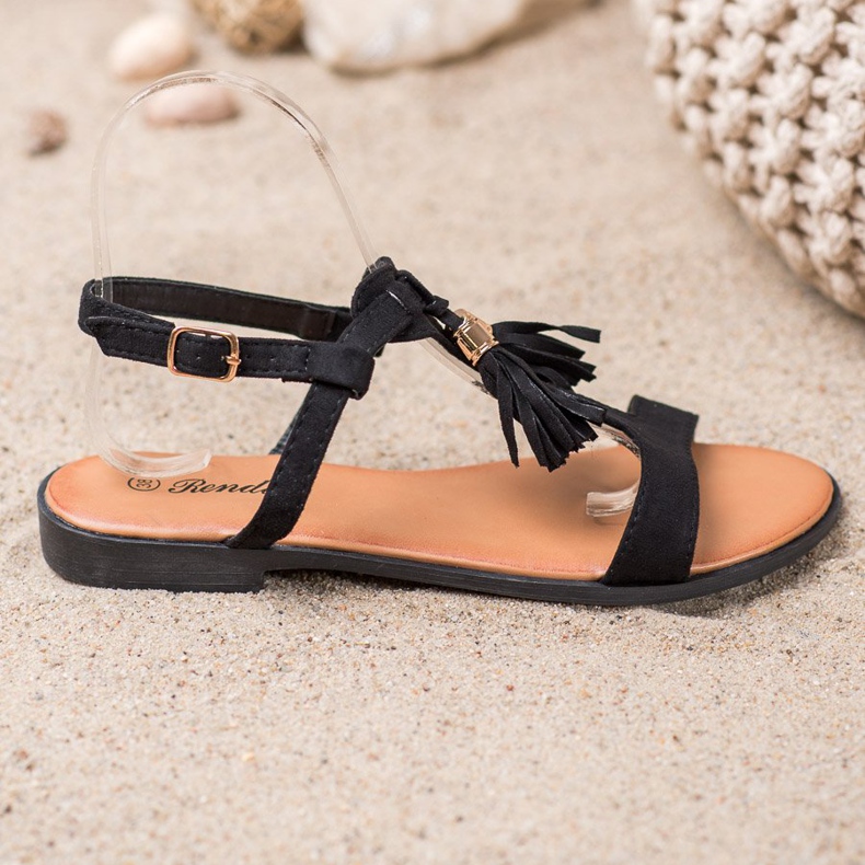 Renda Sandals With Fringes black 1
