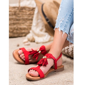 Renda Sandals With Fringes red 1