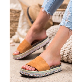 Renda Slippers On The Platform brown 1
