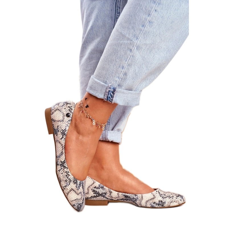 Sergio Leone BL611 animal pattern ballerinas brown grey 1