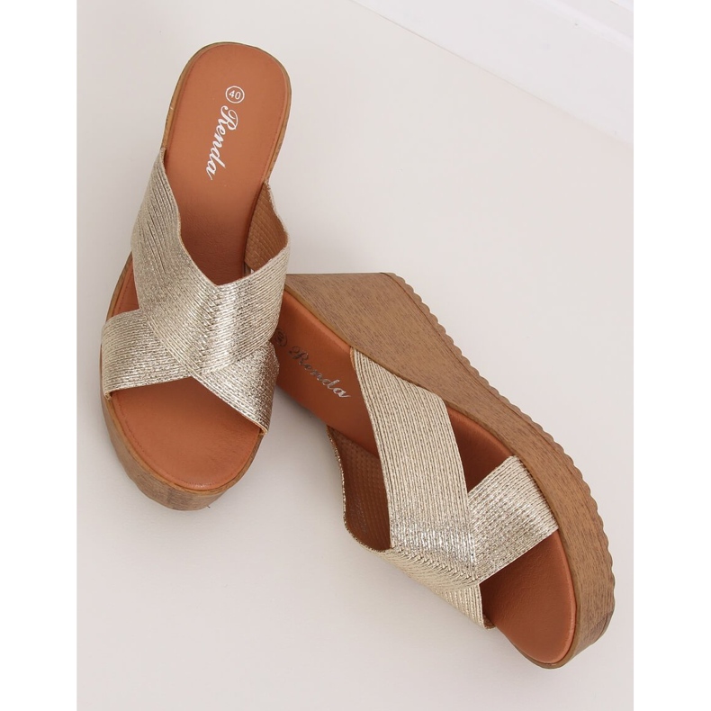 Gold wedge slippers 10-235 Gold golden 1