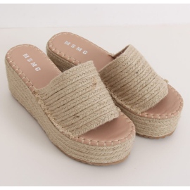 Beige espadrilles wedge slippers LL909 Beige 1