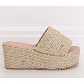 Beige espadrilles wedge slippers LL909 Beige 2