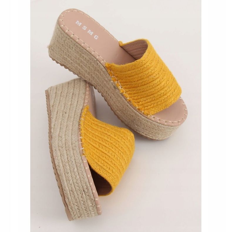 Wedge slippers honey espadrilles LL909 Yellow 2