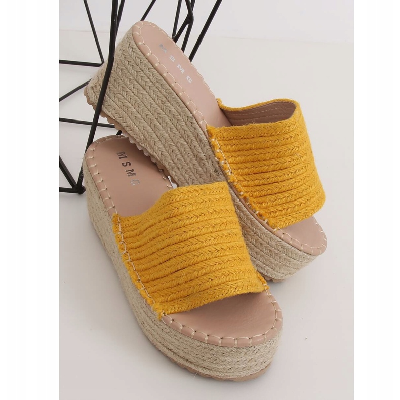 Wedge slippers honey espadrilles LL909 Yellow 1