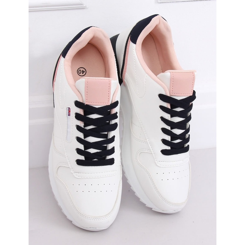 White women's sports shoes BK938 WHITE / NAVY navy blue 2