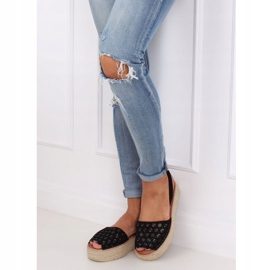 Black WH931 Black openwork espadrilles sandals 1