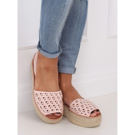 Sandals, espadrilles, pink openwork WH931 Pink 1