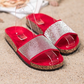 Bona Slippers With Cubic Zirconia red 2