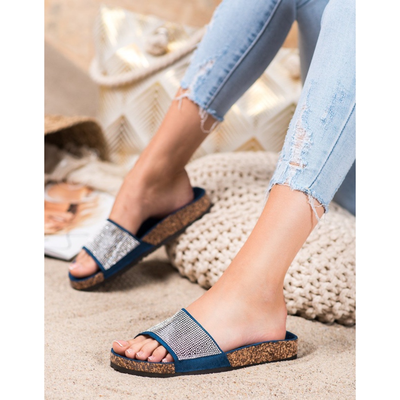 Bona Slippers With Cubic Zirconia blue 1