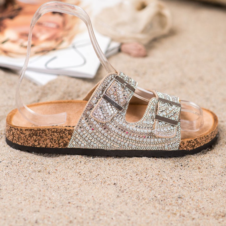 Bona Stylish Slippers With Buckle golden 2