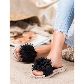 Anesia Paris Stylish Slippers With Ornament black 1