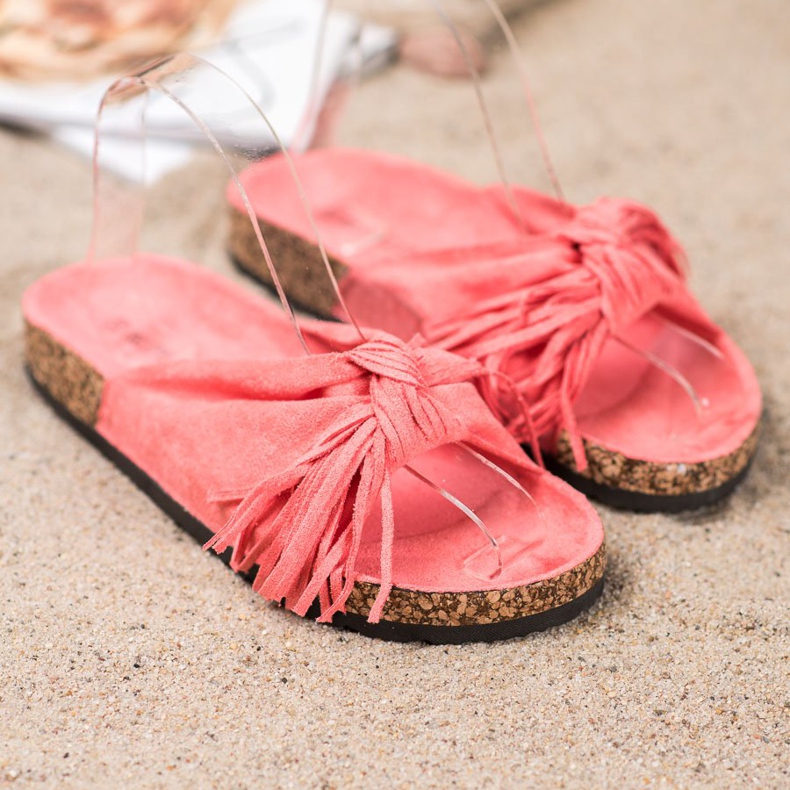Bestelle Suede Slippers With Fringes red 2