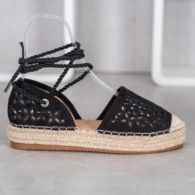Bella Star Tied Espadrilles On The Platform black 2