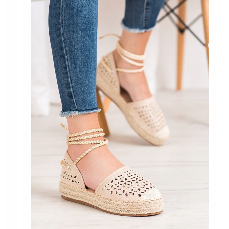 Bella Star Tied Espadrilles On The Platform beige 2
