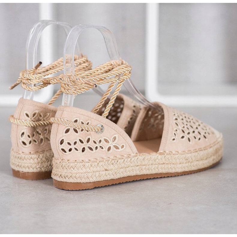 Bella Star Tied Espadrilles On The Platform beige 1