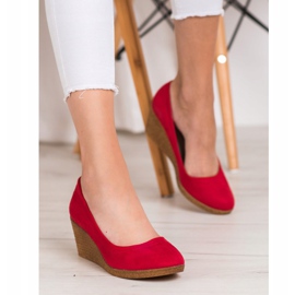 Goodin Suede Wedge Pumps red 2