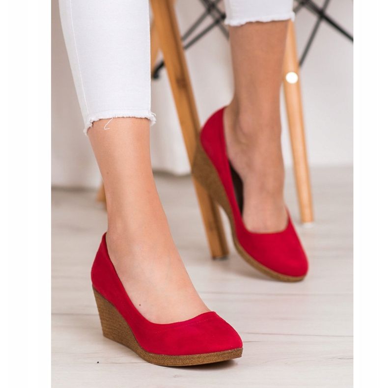 Goodin Suede Wedge Pumps red 2