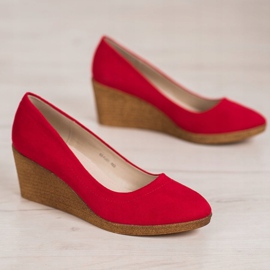 Goodin Suede Wedge Pumps red 1