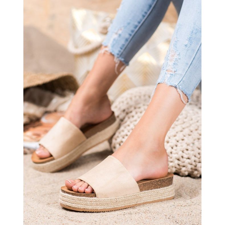 Renda Suede Slippers On The Platform brown 1