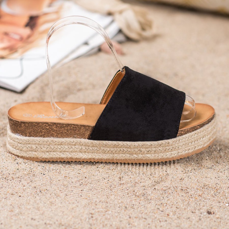 Renda Suede Slippers On The Platform black 2