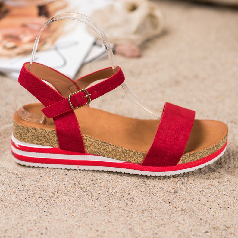 Renda Casual Suede Sandals red 2