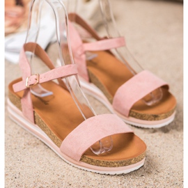 Renda Casual Suede Sandals pink 2