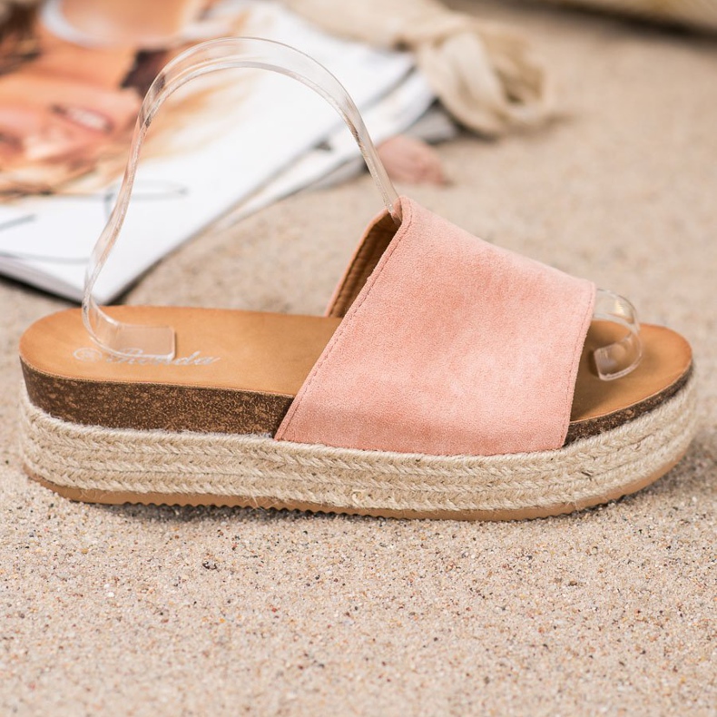 Renda Suede Slippers On The Platform pink 2