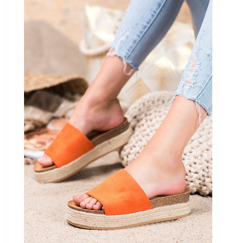 Renda Suede Slippers On The Platform orange 2
